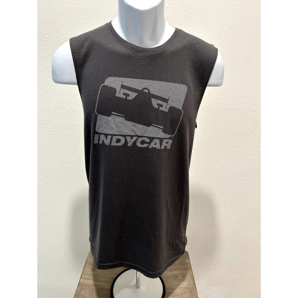 IndyCar Racing Graphic Muscle Tee Mens Charcoal Gray Sleeveless Shirt Medium New